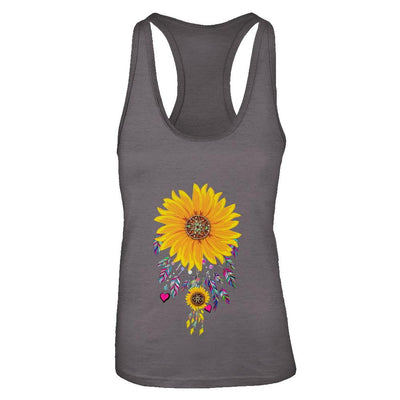 Native Dream Catcher Sunflower-T-Shirt & Tank Top-Women's Ideal Racerback Tank-Dark Grey