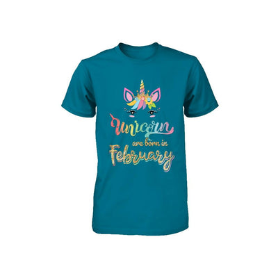 Cute Unicorns Are Born In February Birthday Gift Youth-Youth Shirt-