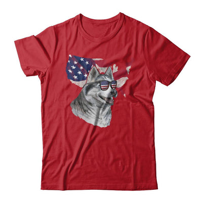 Funny Patriot Husky Dog 4Th Of July American Flag-T-Shirt & Hoodie-Classic T-Shirt-Red
