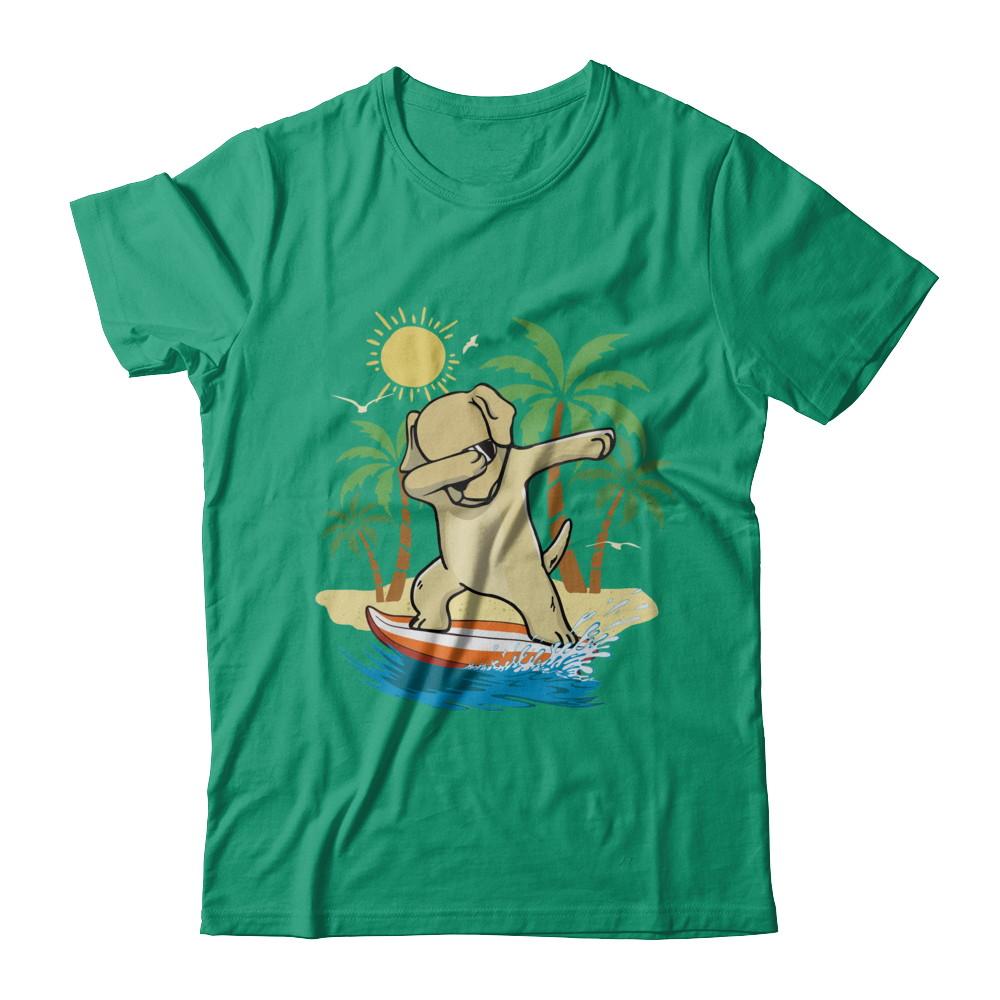 Summer Vacation Dabbing Labrador Surfing Surfboard Gift-T-Shirt & Hoodie-Classic T-Shirt-Kelly Green