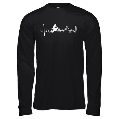 Mountain Dirt Bike Motocross Heartbeat-T-Shirt & Hoodie-Long Sleeve T-Shirt-Black