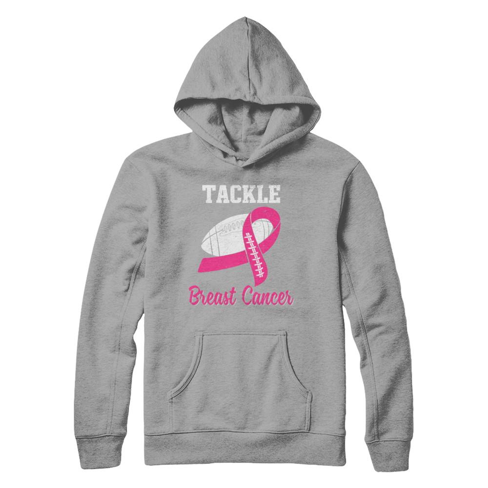 Football Survivor Tackle Pink Breast Cancer Awareness-T-Shirt & Hoodie-Pullover Hoodie-Light Steel