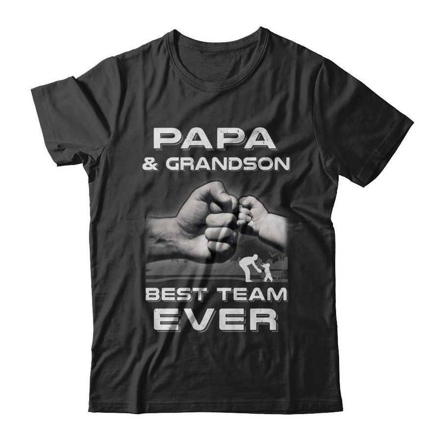 Papa And Grandson Best Team Ever Fathers Day-T-Shirt & Hoodie-Classic T-Shirt-Black