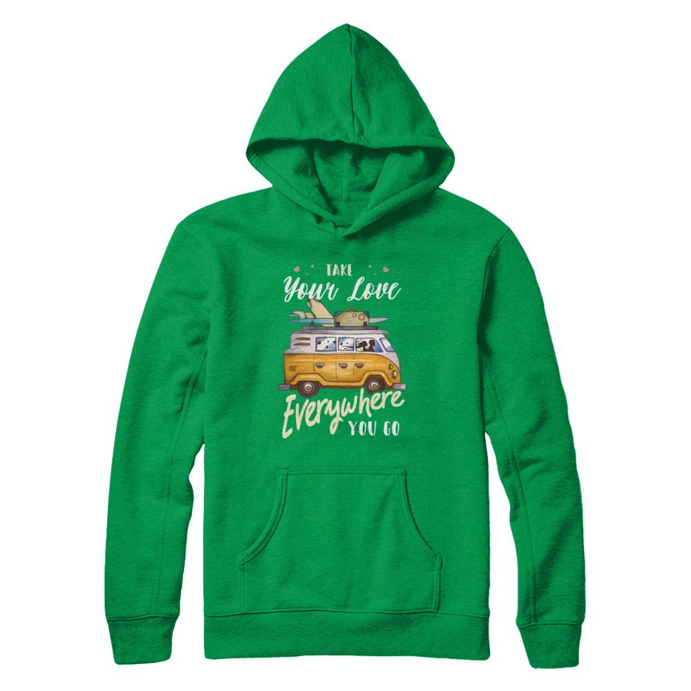 Take Your Love Everywhere You Go Couple-T-Shirt & Hoodie-Pullover Hoodie-Irish Green