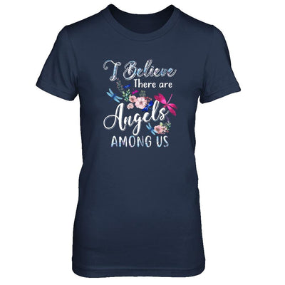 I Believe There Are Angels Among Us Dragonfly-T-Shirt & Tank Top-Women's T-Shirt-Navy