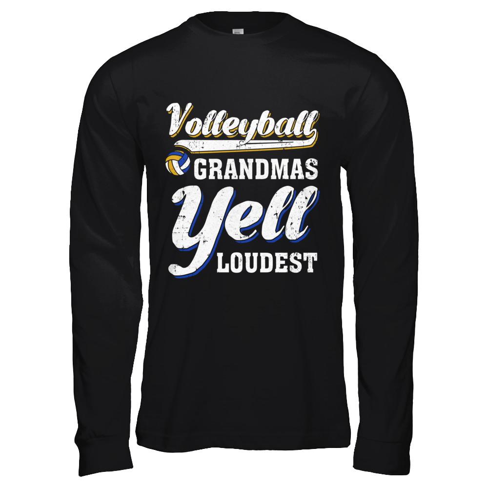 Volleyball Grandmas Yell Loudest-T-Shirt & Hoodie-Long Sleeve T-Shirt-Black