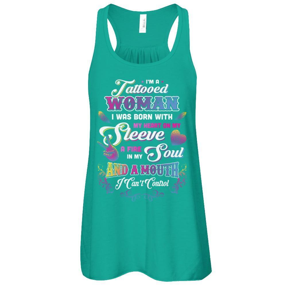I'm A Tattooed Woman I Was Born With My Heart-T-Shirt & Tank Top-Women's Flowy Racerback Tank-Kelly