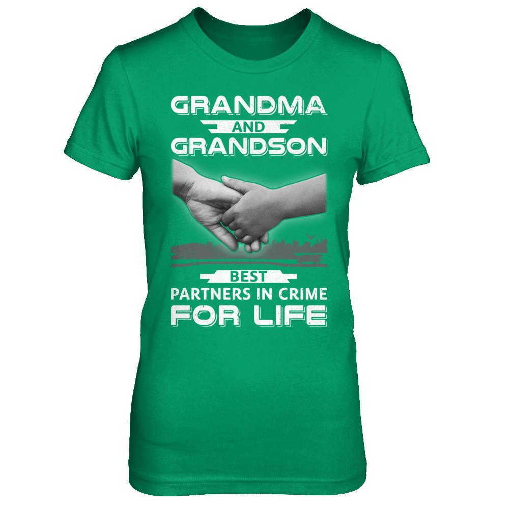 Grandma And Grandson Best Partners In Crime For Life-T-Shirt & Hoodie-Women's T-Shirt-Irish Green