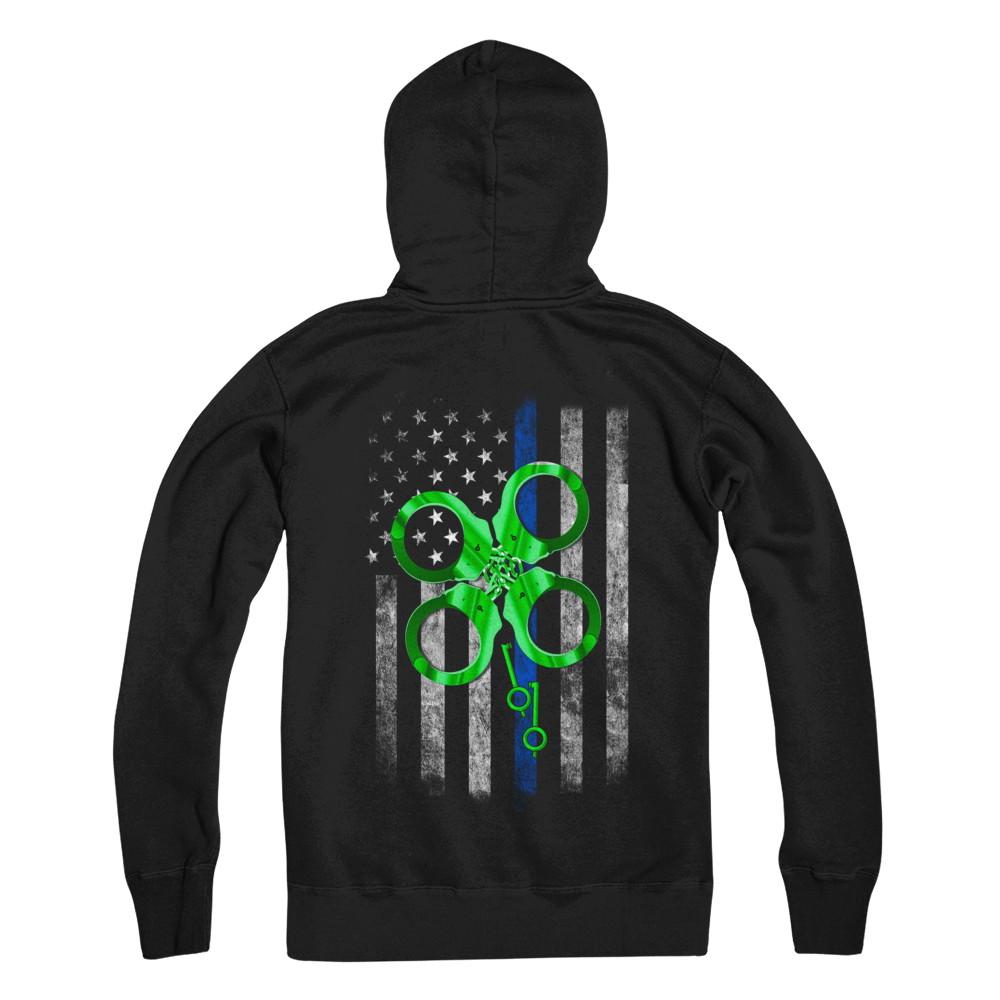 Thin Blue Line Happy St Patrick's Day Clover Police-T-Shirt & Hoodie-Pullover Hoodie-Black