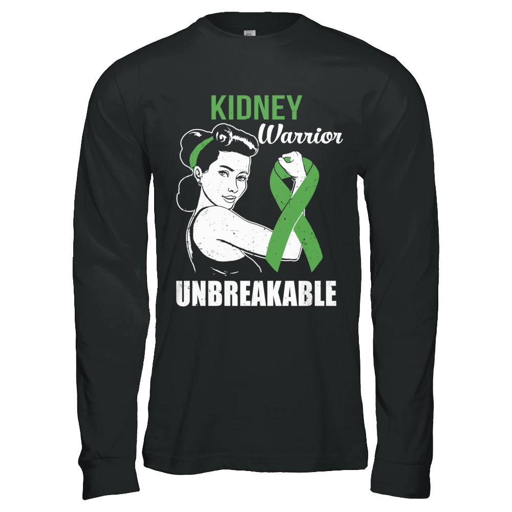Kidney Disease Warrior Unbreakable Kidney Disease Awareness-T-Shirt & Hoodie-Long Sleeve T-Shirt-Black