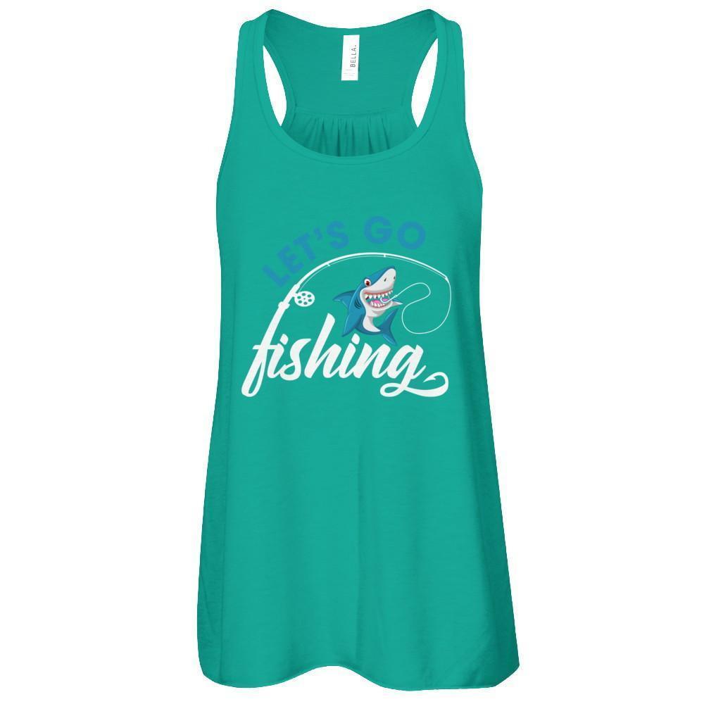 Let's Go Fishing Shark Lovers-T-Shirt & Tank Top-Women's Flowy Racerback Tank-Kelly