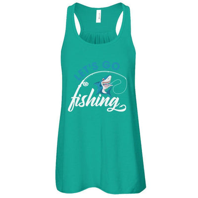 Let's Go Fishing Shark Lovers-T-Shirt & Tank Top-Women's Flowy Racerback Tank-Kelly