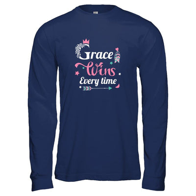 Grace Wins Every Time-T-Shirt & Tank Top-Long Sleeve T-Shirt-Navy