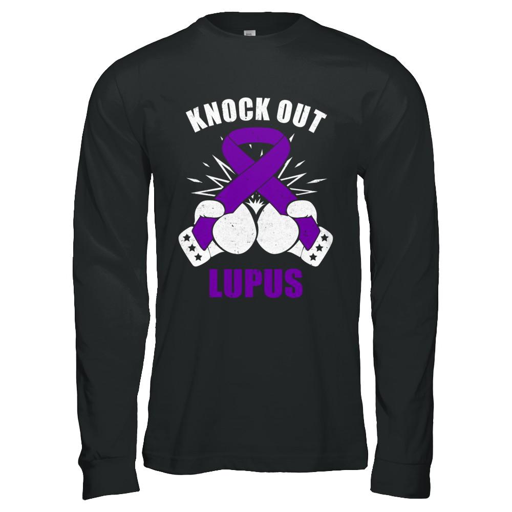 Boxing knock out Lupus Awareness Support-T-Shirt & Hoodie-Long Sleeve T-Shirt-Black