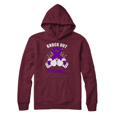 Boxing Knock Out Alzheimer's Awareness Support-T-Shirt & Hoodie-Pullover Hoodie-Maroon