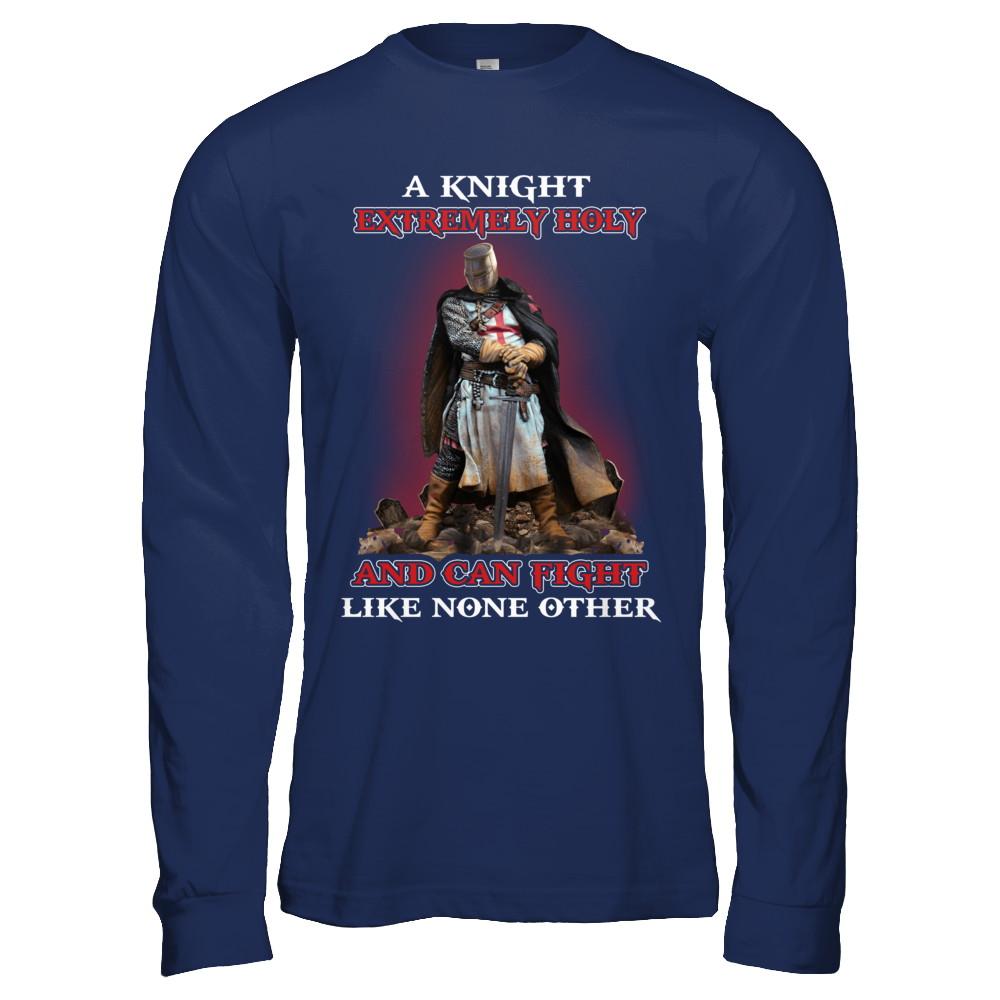Knight Templar Extremely Holy And Can Fight Like None Other-T-Shirt & Hoodie-Long Sleeve T-Shirt-Navy