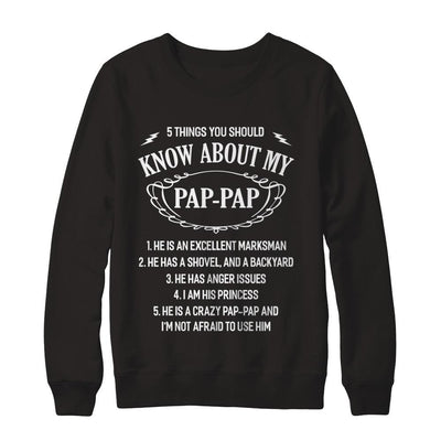 5 Things You Should Know About My Pap-Pap Granddaughter-T-Shirt & Sweatshirt-Crewneck Sweatshirt-Black