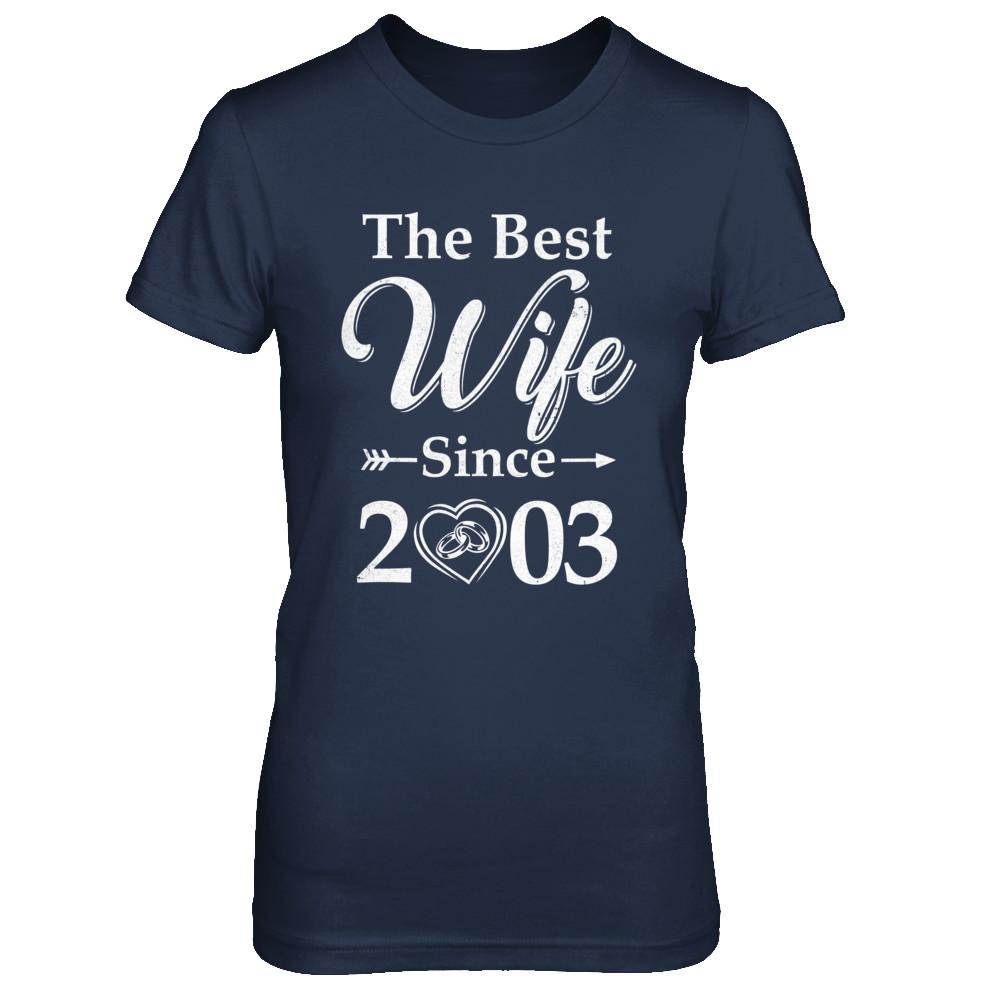 18th Married Together Anniversary Since 2003 Husband Wife-T-Shirt & Hoodie-Women's T-Shirt-Navy