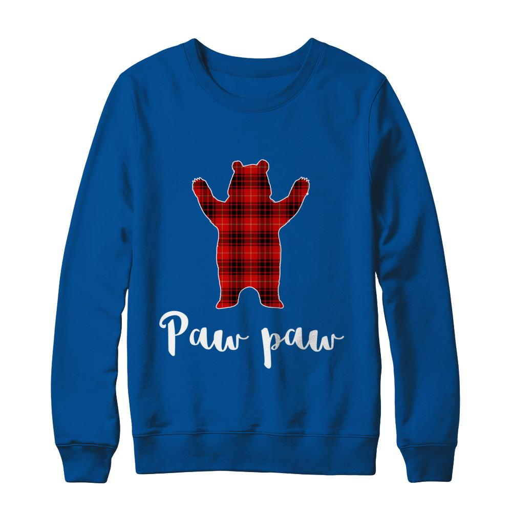 Red Paw Paw Bear Buffalo Plaid Family Christmas Pajamas-T-Shirt & Sweatshirt-Crewneck Sweatshirt-Deep Royal