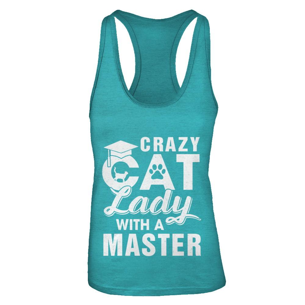 Funny Crazy Cat Lady Masters Degree Gradute Gift-T-Shirt & Tank Top-Women's Ideal Racerback Tank-Tahiti Blue