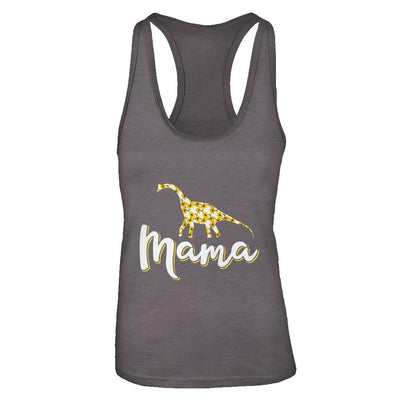 Sunflower Mama Saurus Dinosaur Mothers Day Gift-T-Shirt & Tank Top-Women's Ideal Racerback Tank-Dark Grey