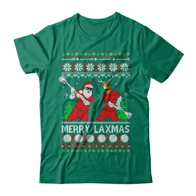 Lacrosse Santa Reindeer Merry Laxmas Ugly Christmas Sweater-T-Shirt & Sweatshirt-Classic T-Shirt-Kelly Green