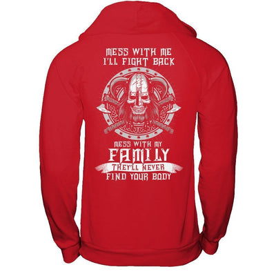 Viking Mess With Me I'll Fight Back Mess With My Family-T-Shirt & Hoodie-Pullover Hoodie-Red