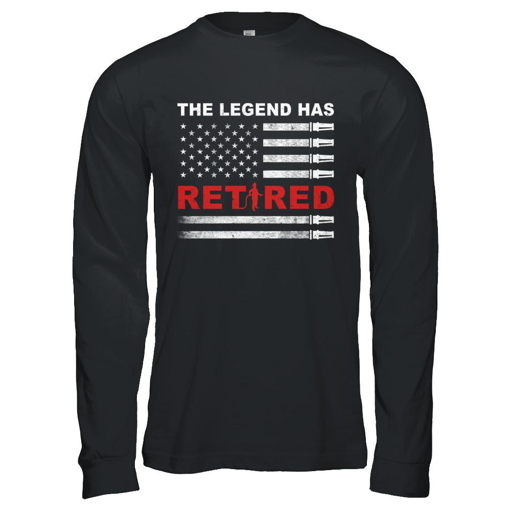 The Legend Has Retired Firefighter Retirement Gift-T-Shirt & Hoodie-Long Sleeve T-Shirt-Black