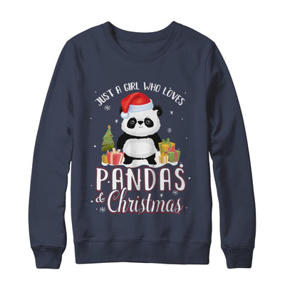 Just A Girl Who Loves Pandas And Christmas-T-Shirt & Sweatshirt-Crewneck Sweatshirt-Navy