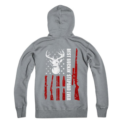 Best Buckin' Stepfather Ever Deer Hunting Stepdad Fathers Day-T-Shirt & Hoodie-Pullover Hoodie-Light Steel