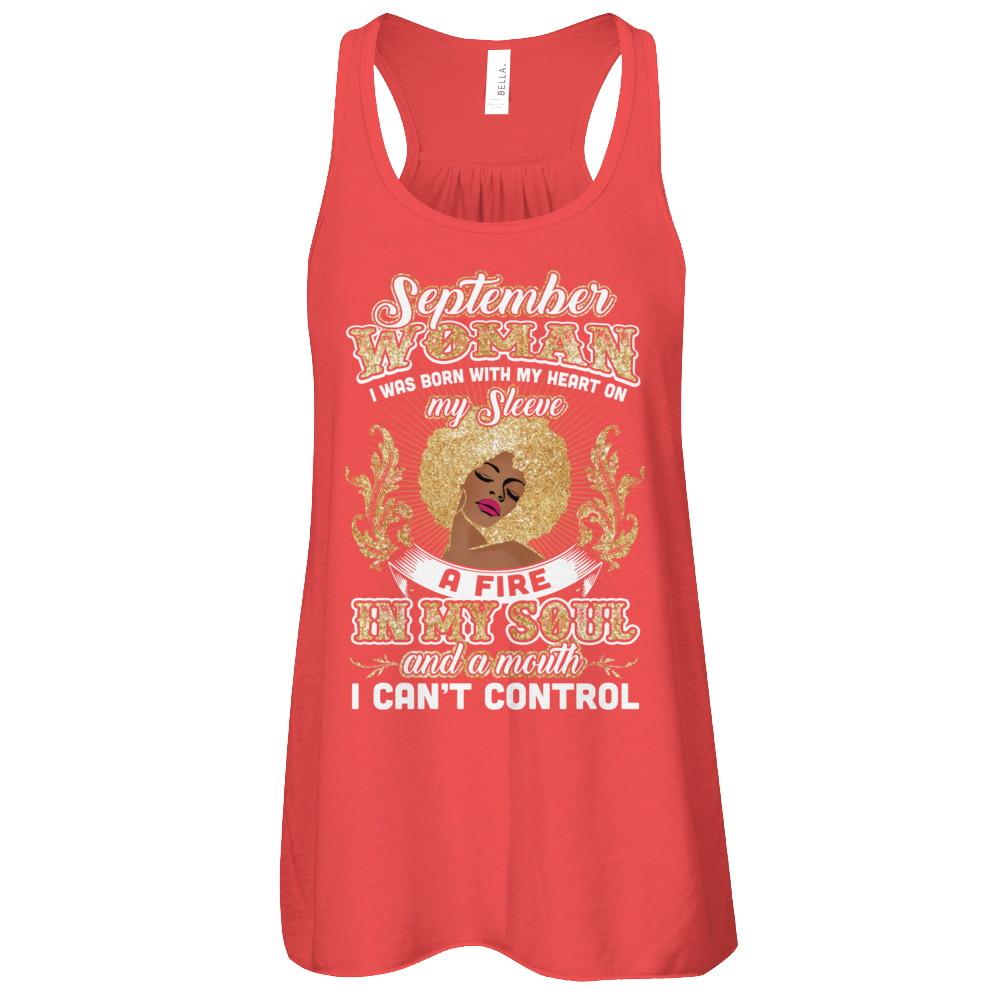 I'm A September Woman Funny Birthday-T-Shirt & Tank Top-Women's Flowy Racerback Tank-Red