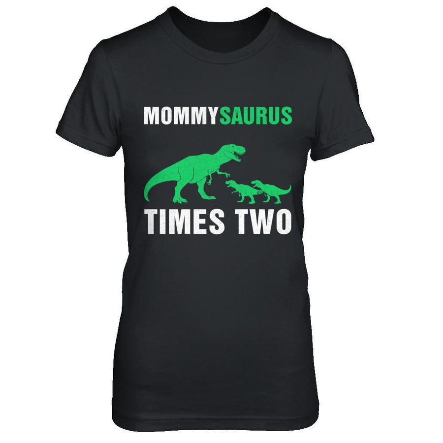 Mommysaurus Times Two Twins Mothers Day-T-Shirt & Hoodie-Women's T-Shirt-Black