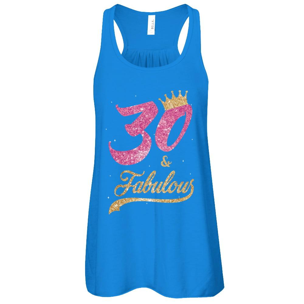 30 And Fabulous 1991 30th Birthday Gift-T-Shirt & Tank Top-Women's Flowy Racerback Tank-True Royal
