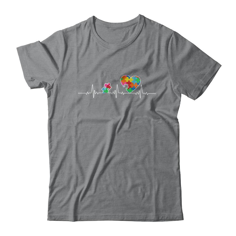 Autism Puzzle Heartbeat Autism Awareness-T-Shirt & Hoodie-Classic T-Shirt-Sport Grey