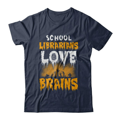 School Librarians Love Brains Halloween Costume-T-Shirt & Hoodie-Classic T-Shirt-Navy