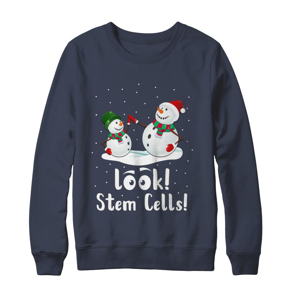 Look Stem Cells Funny Science Xmas Christmas Gifts-T-Shirt & Sweatshirt-Crewneck Sweatshirt-Navy