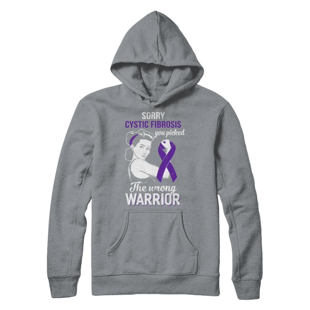 Sorry Cystic Fibrosis You Picked The Wrong Warrior Cystic Fibrosis-T-Shirt & Hoodie-Pullover Hoodie-Light Steel