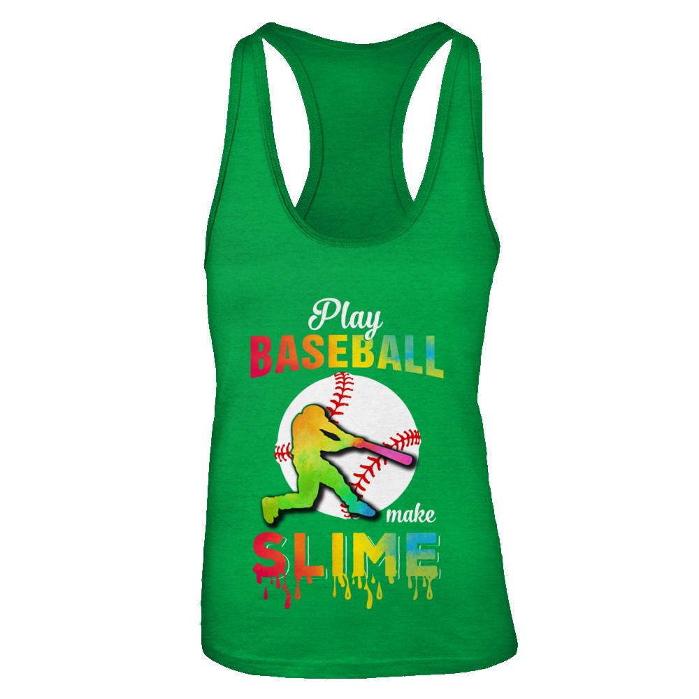 Play Baseball Make Slime Watercolor For Girl Women-T-Shirt & Tank Top-Women's Ideal Racerback Tank-Kelly Green