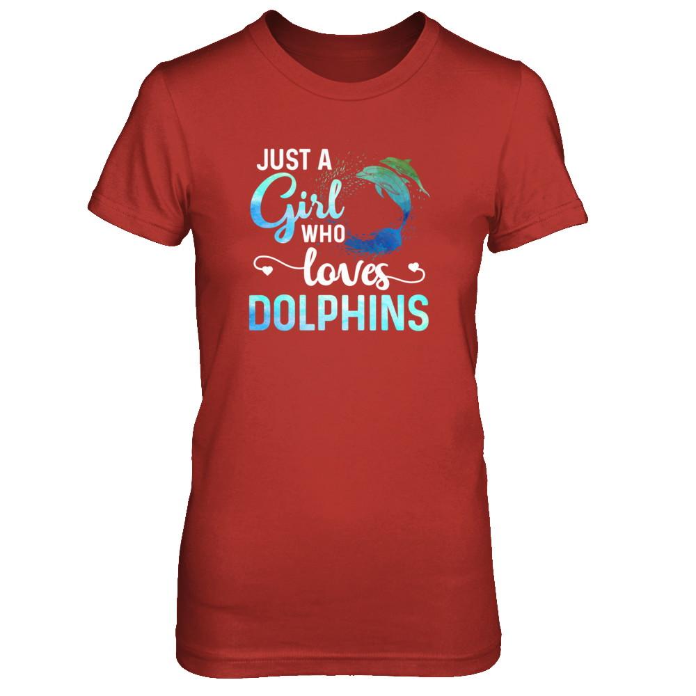 Just A Girl Who Loves Dolphins-T-Shirt & Tank Top-Women's T-Shirt-Red