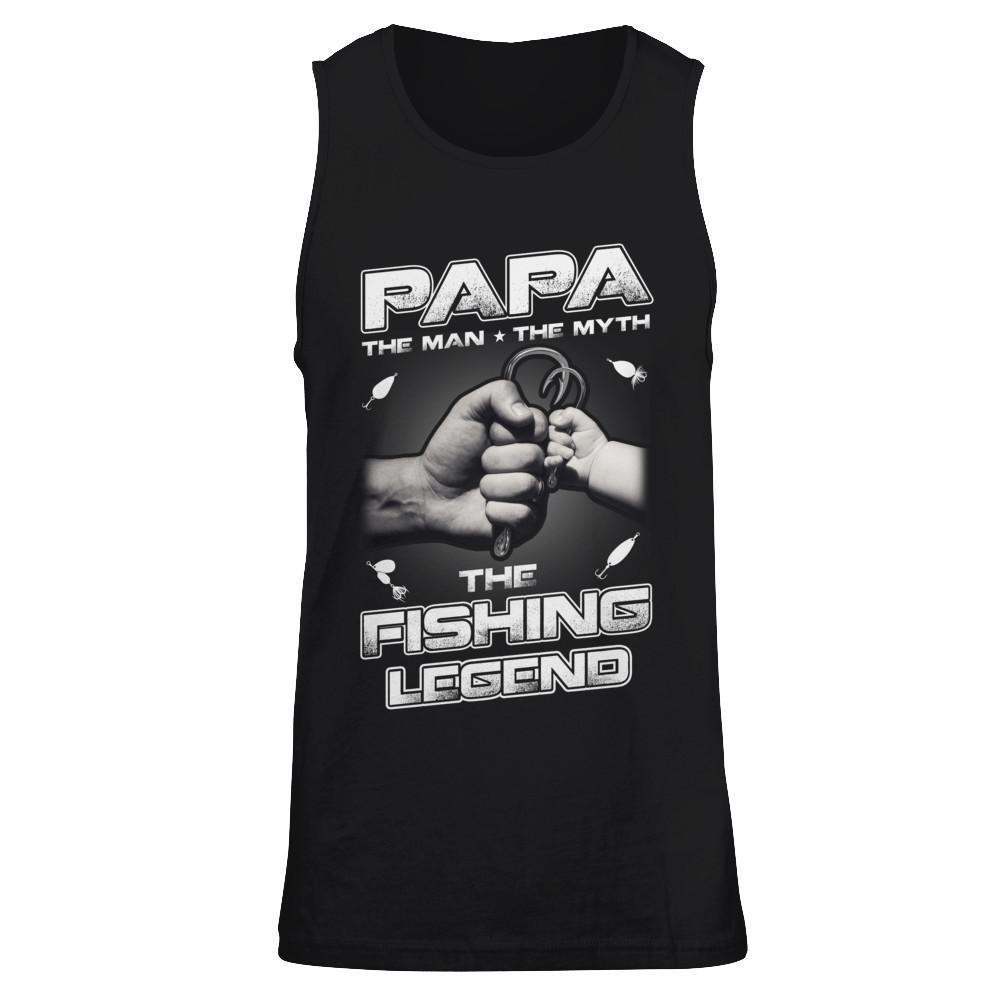 Papa The Man The Myth The Fishing Legend-T-Shirt & Hoodie-Unisex Tank-Black