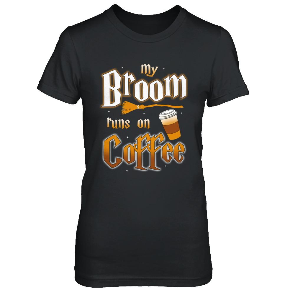 My Broom Runs On Coffee Halloween Witch Costume-T-Shirt & Hoodie-Women's T-Shirt-Black