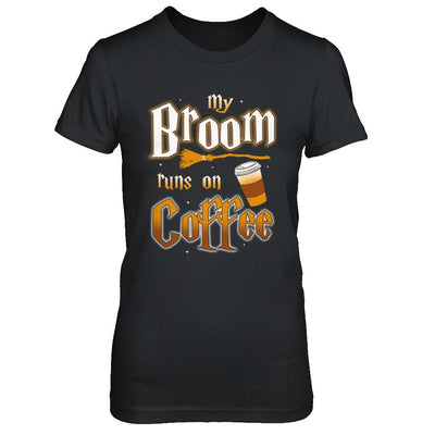 My Broom Runs On Coffee Halloween Witch Costume-T-Shirt & Hoodie-Women's T-Shirt-Black