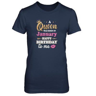 A Queen Was Born In January Happy Birthday Gift-T-Shirt & Tank Top-Women's T-Shirt-Navy