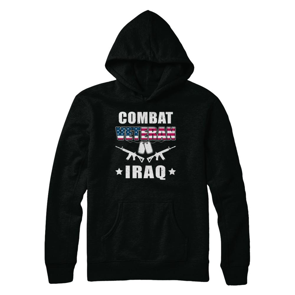 Combat Veteran Iraq-T-Shirt & Hoodie-Hanes - Heavyweight Pullover Hoodie-Black
