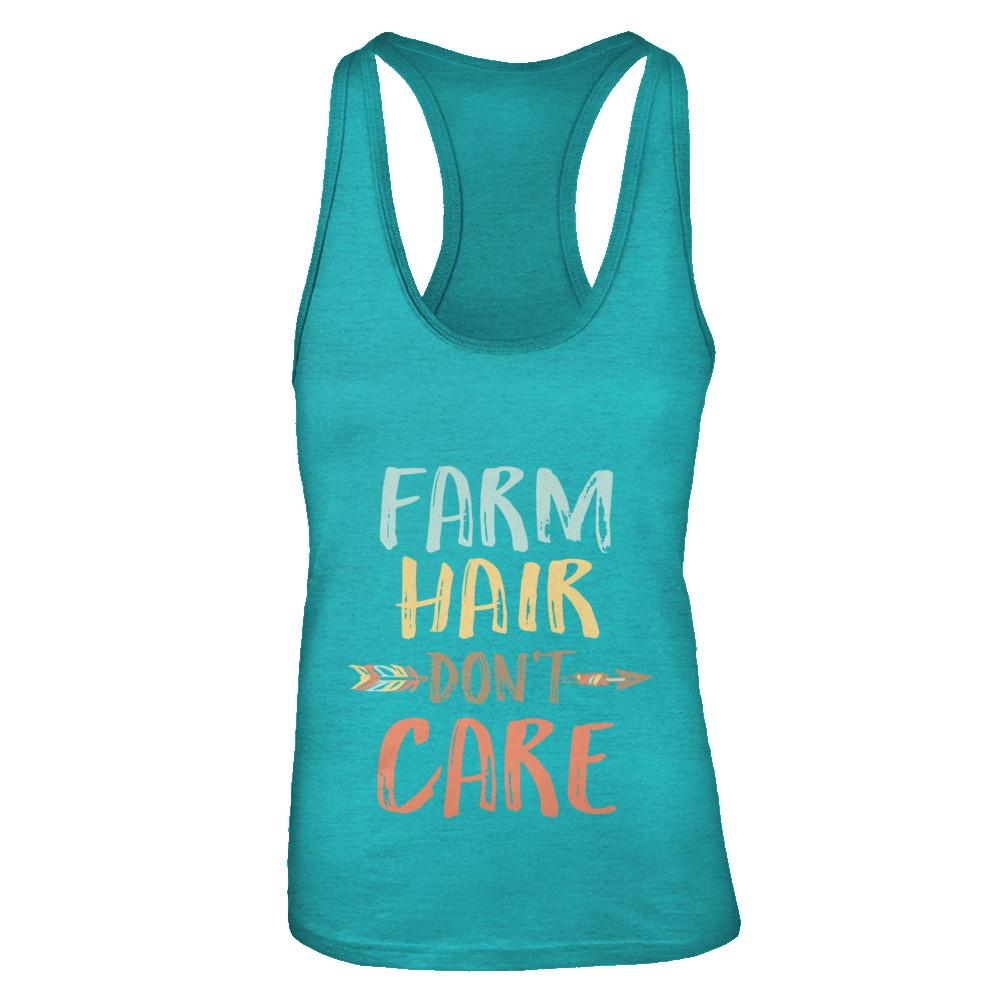 Farm Hair Don't Care Farming Farmer Women-T-Shirt & Tank Top-Women's Ideal Racerback Tank-Tahiti Blue