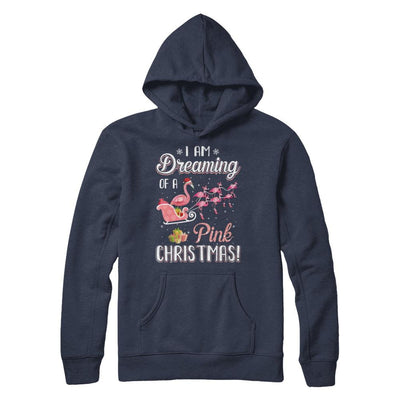 I Am Dreaming Of A Pink Christmas Funny Flamingo-T-Shirt & Sweatshirt-Pullover Hoodie-Navy