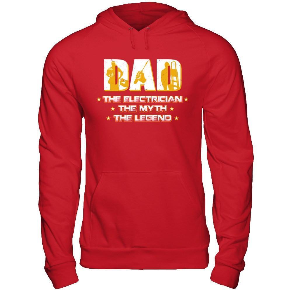 Dad The Electrician The Myth The Legend-T-Shirt & Hoodie-Pullover Hoodie-Red