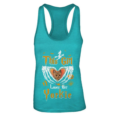 This Girl Love Her Dog Yorkie Halloween-T-Shirt & Tank Top-Women's Ideal Racerback Tank-Tahiti Blue