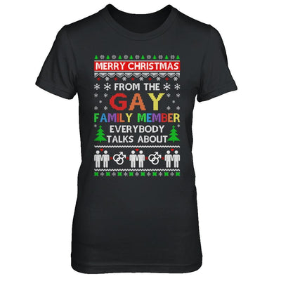 LGBT Merry Christmas From Gay Family Ugly Christmas Sweater-T-Shirt & Sweatshirt-Women's T-Shirt-Black