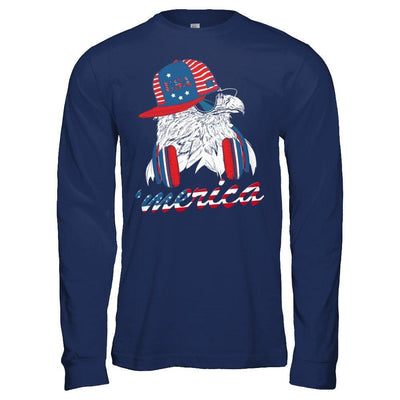 Usa Pride Merica Hiphop Eagle 4Th Of July-T-Shirt & Hoodie-Long Sleeve T-Shirt-Navy